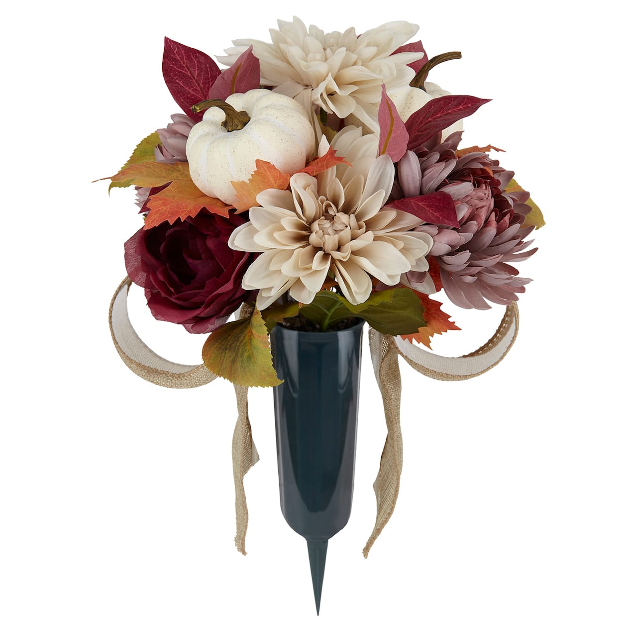 Burgundy & Cream Fall Dahlia, Pumpkin & Rose Remembrance Cone by Ashland®
